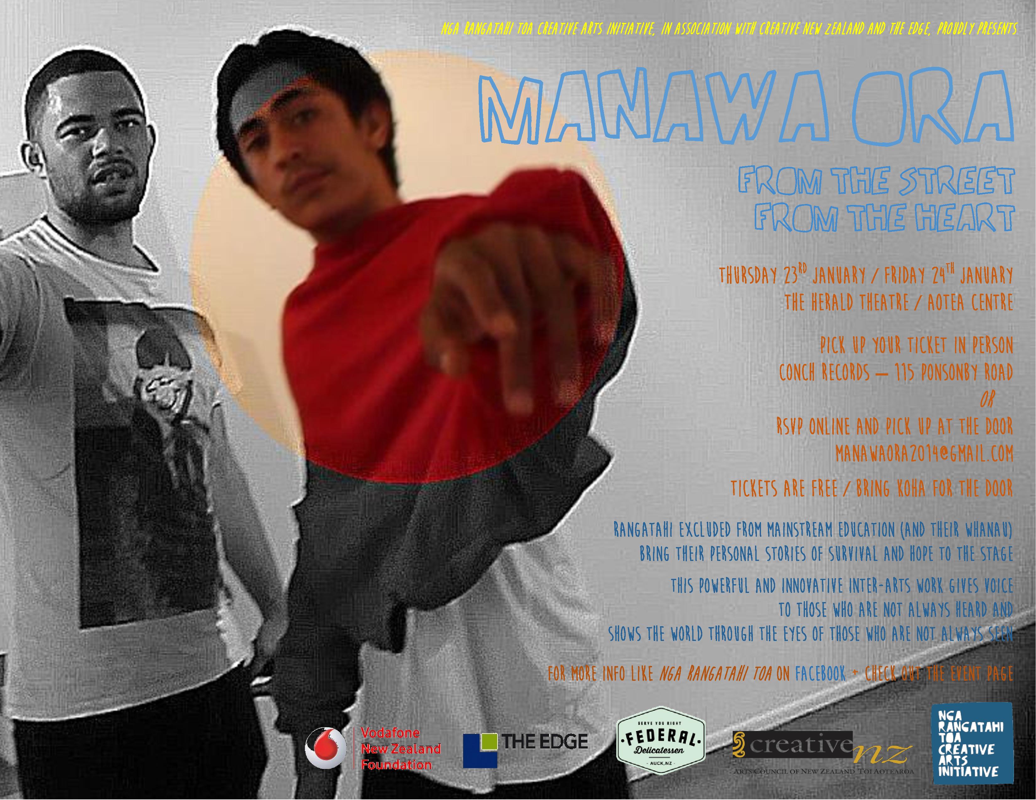 Poster promoting Manawa Ora