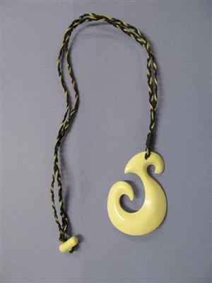 Bone carving necklace created by a prisoner at Christchurch Men's Prison
