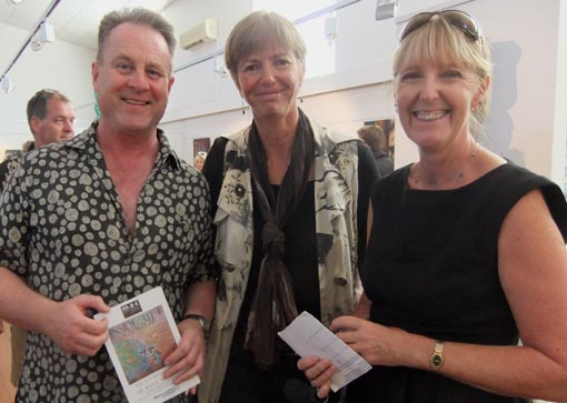 Richard Benge, Karen Webster, Arts Access Aotearoa board member, and Jeanette Burns, Department of Corrections at the 2013 InsideOut exhibition 