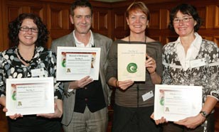 Recipients of the Big 'A' Community Partnership Award 2009, from left, Sam Miller, Brett Mason, Heather Timms, Jenny Sanders  Photo: Neil Mackenzie