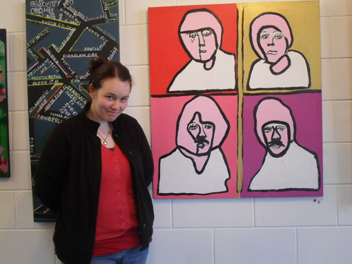 Tiffany Collett with her painting of the Beatles