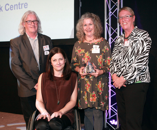 John Eaden, Tanya Black and Suzanne Vesty of Spark Centre are awarded the Big 'A' Creative Space Award 2013 by the Hon Ruth Dyson 