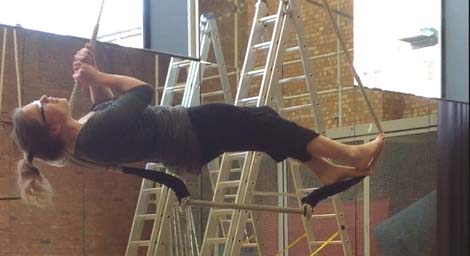 Alisha McLennan at a Wired Aerial Theatre workshop