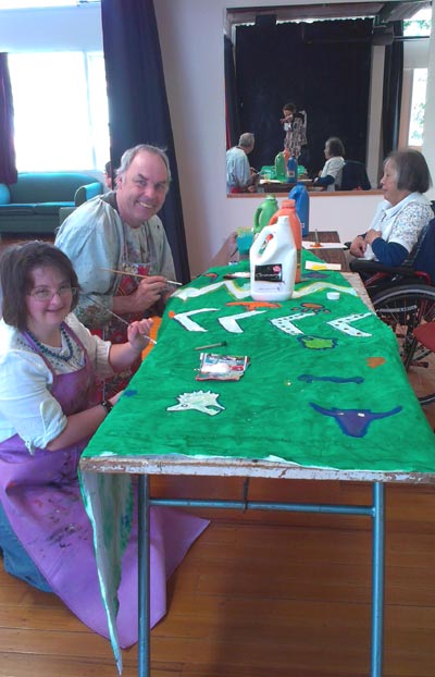 Painting a teepee for the exhibition