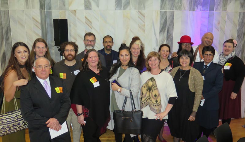 Jacqui Moyes, Arts Access Aotearoa, with recipients Jacqui Moyes, Arts Access Aotearoa, with recipients