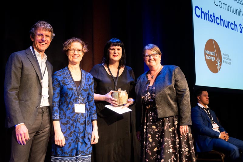 Representatives of the Christchurch Symphony Orchestra receive the Arts Access Manatū Taonga Community Arts Award at Te Putanga Toi Arts Access Awards 2021.