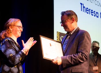 Theresa Cooper with Stephen Wainwright of Creative New Zealand.