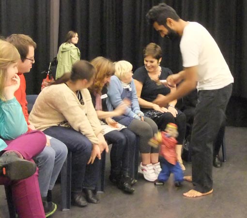 Jolt performer Michael Leota interacts with the audience