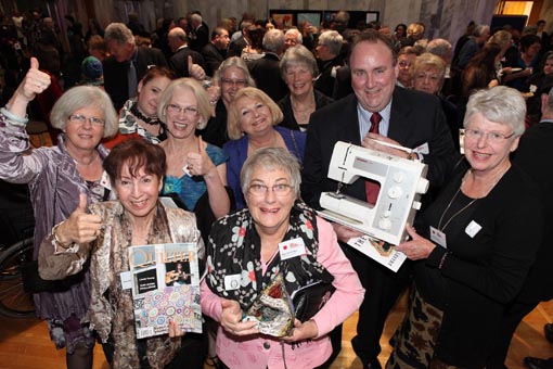 Quilt-Stitch Group with the new Bernina New Zealand sewing machine at the Big 'A' Awards 2012