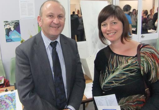 Ian Bourke, Southern Regional Manager and Jacqui Moyes, Arts Access Aotearoa, at the prisoner art auction in Christchurch 