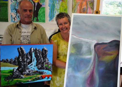 Terry Smith and Thonia Brooks with art for The Big Event exhibition