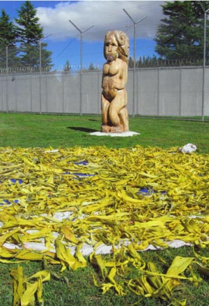 Corn husks drying in Te Whare Tirohanga Maori, Hawkes Bay Prison