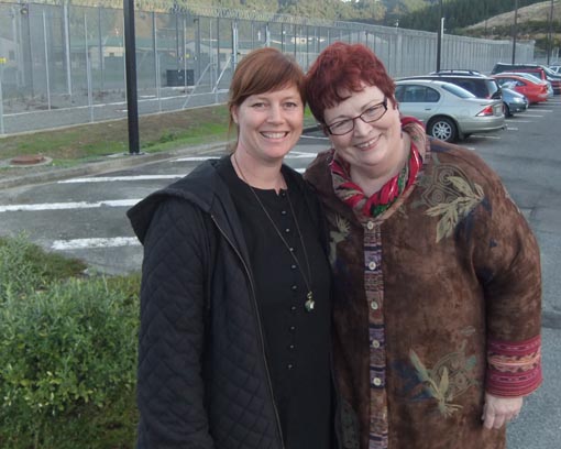 Jacqui Moyes, Prison Arts Advisor, Arts Access Aotearoa, and Geraldine Buckley